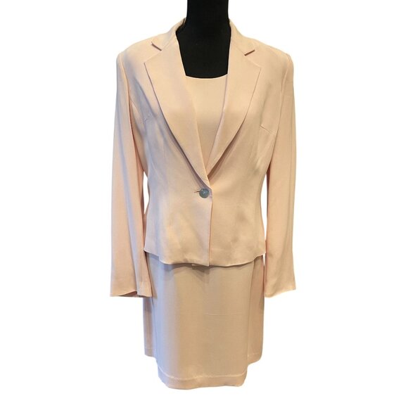Bloomingdales Dresses & Skirts - 100% silk dress blazer set pink sheath stunning 80's suit sz 8 Vintage classic